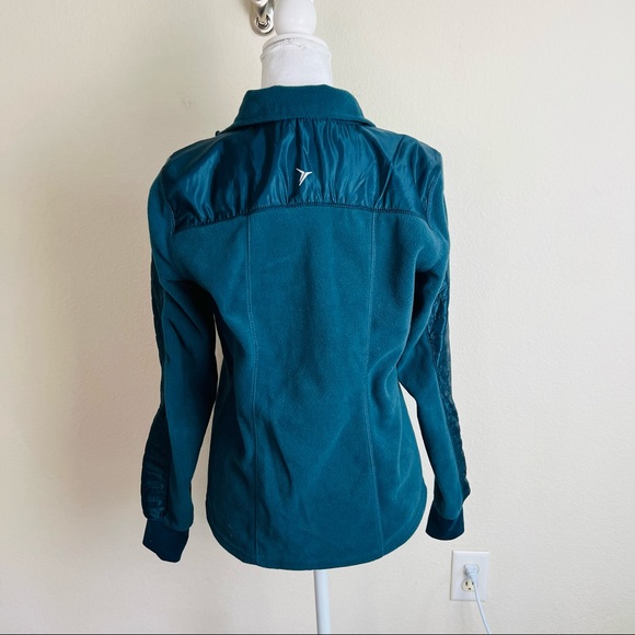Old Navy Active Teal Blue Puffer Fleece Pocket Zip Up Jacket Coat - Picture 2 of 5